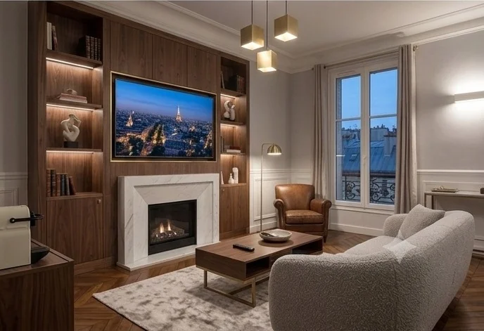 Appartement haussmannien bleu nuit Paris 7e — Squared Sphere